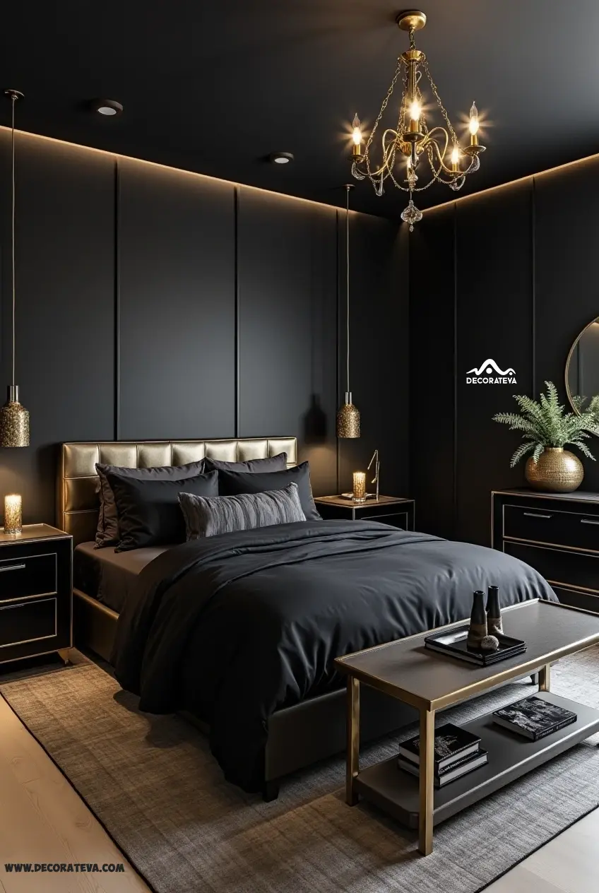 Black and Metallic Accents bedroom Black and Metallic Accents bedroom