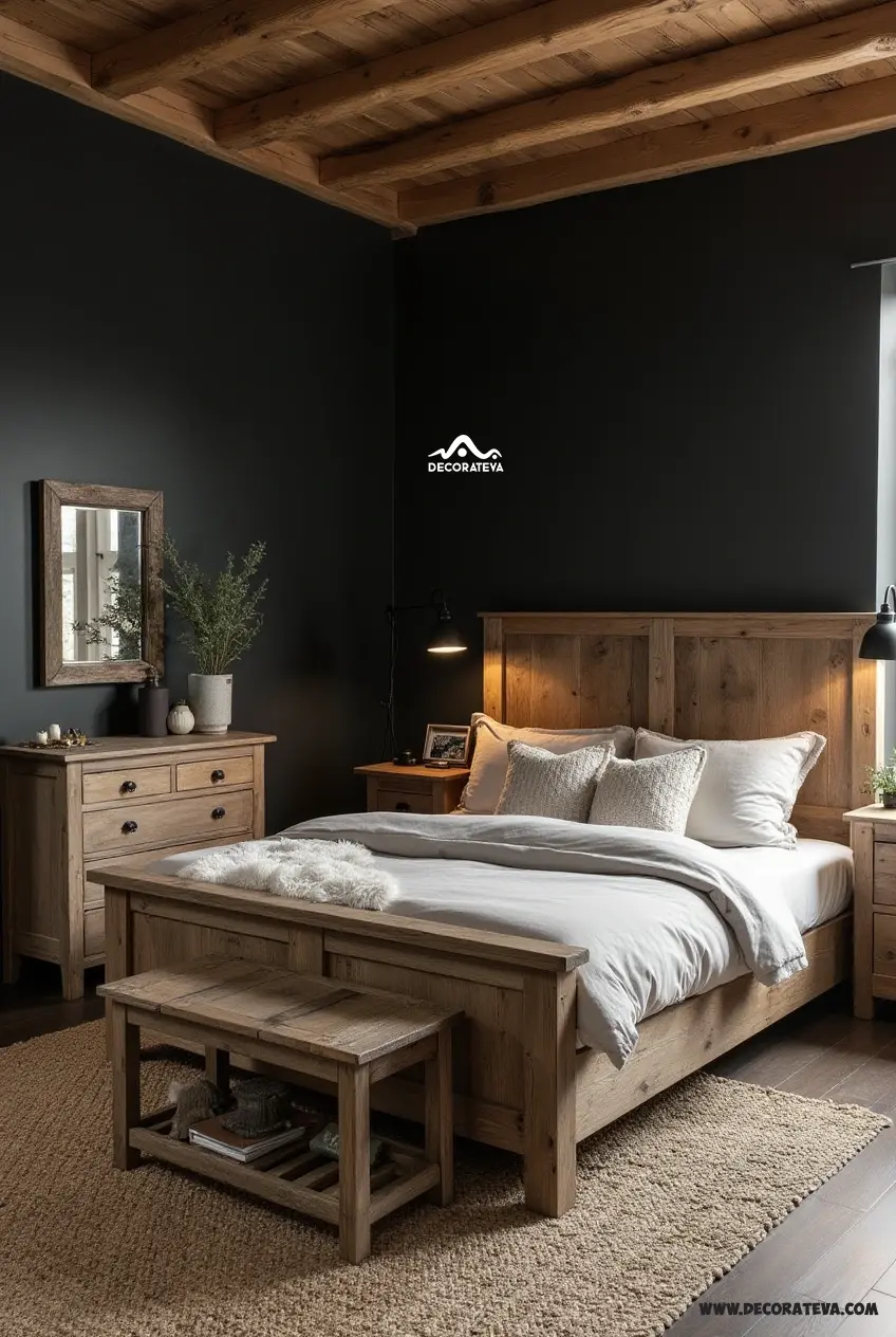 Rustic Charm with Black bedroom Black and White Balance bedroom