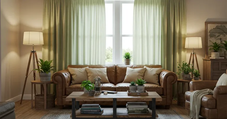 green curtains