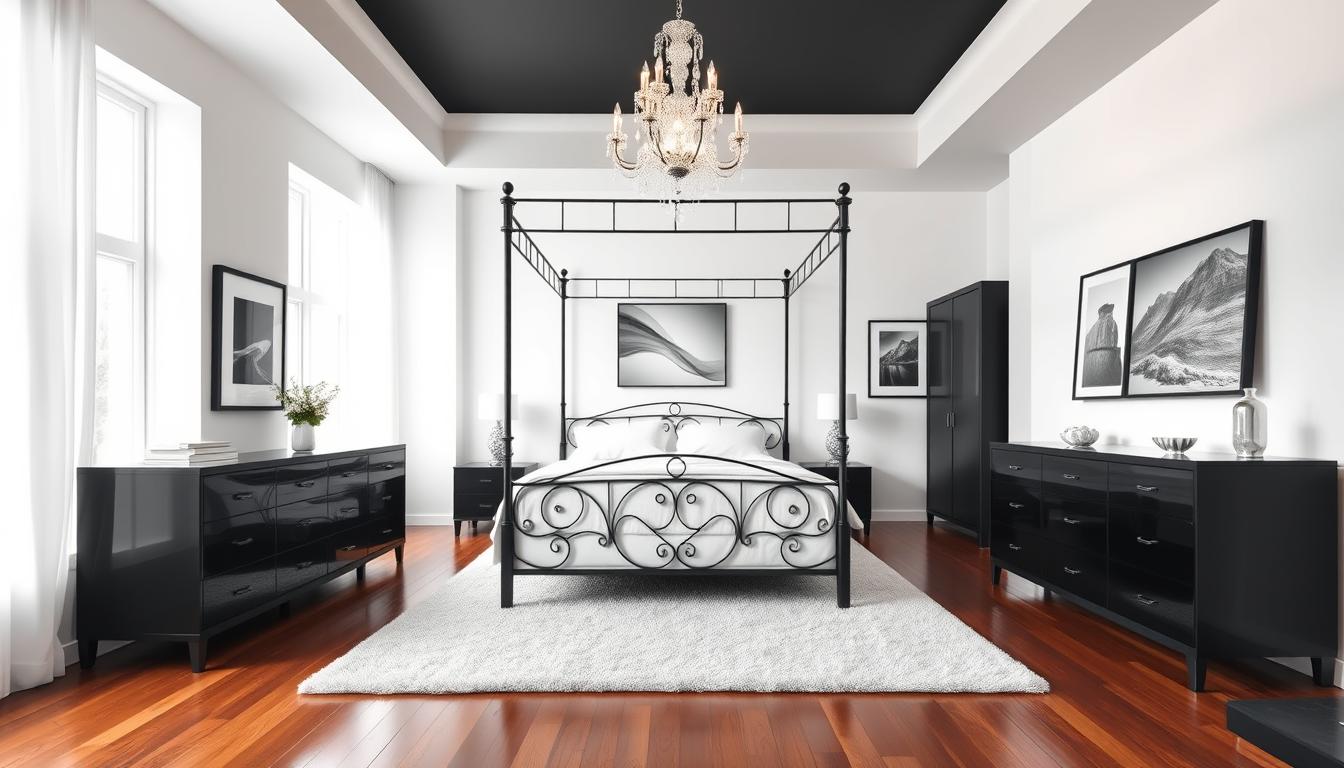 Elegant Black And White Bedroom Design Ideas
