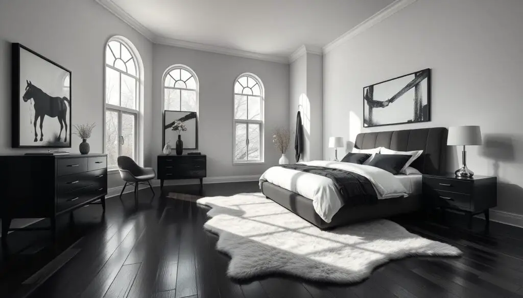 Elegant Black and White Bedroom design