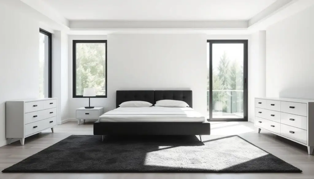 minimalist black and white bedroom design