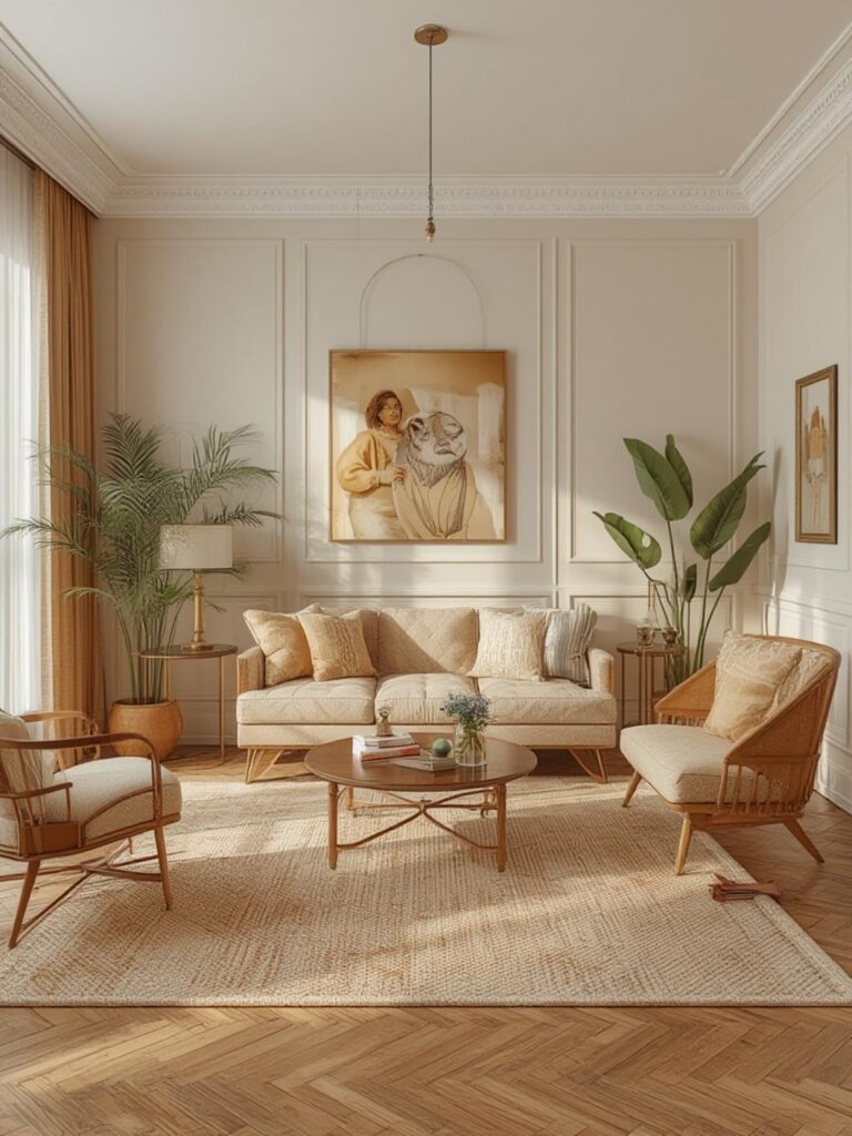 Neutral boho living room - interior decor