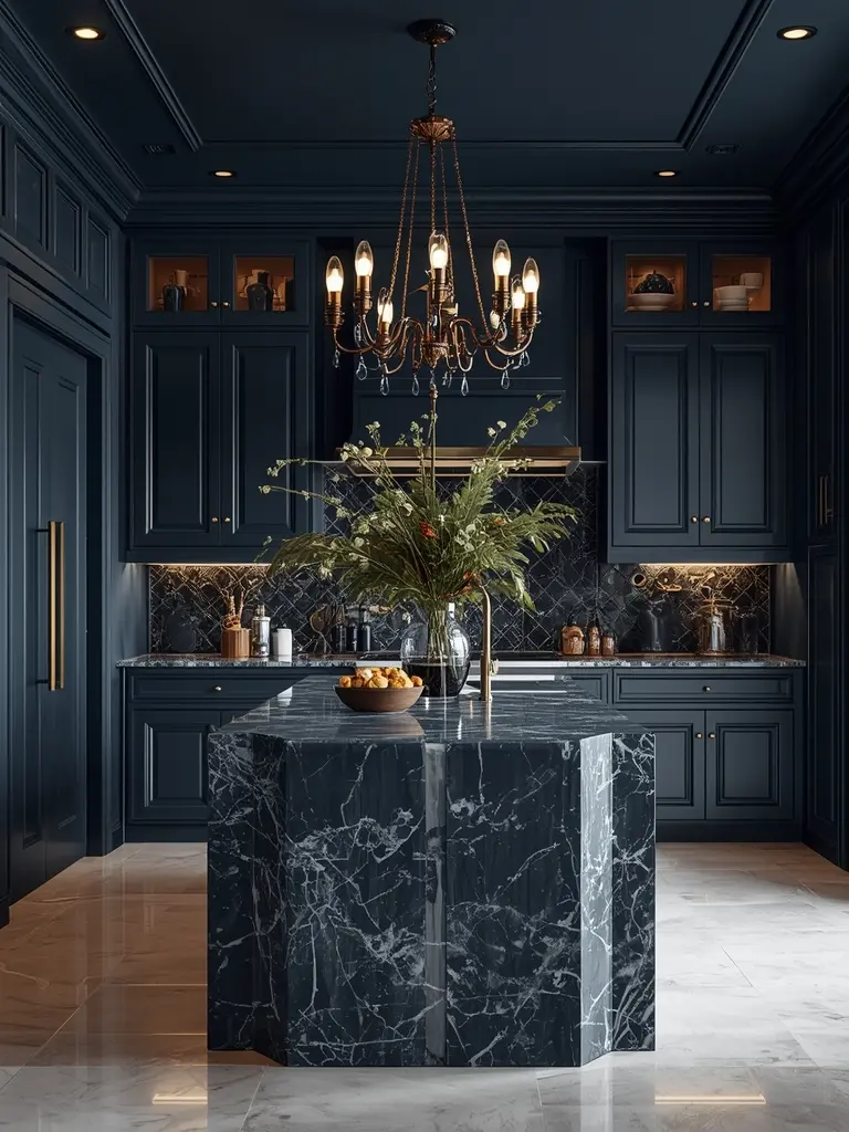 10 Open Kitchen Interior Design Ideas That Redefine Modern Living Dramatic Flair: Moody Blues and Brass Accents