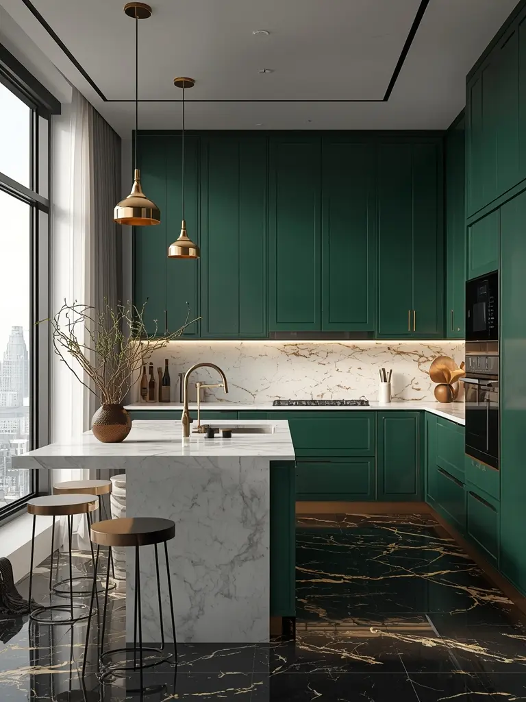10 Kitchen Color Ideas for Modern Homes That Transform Your Space 10. Emerald Green: Bold Luxury