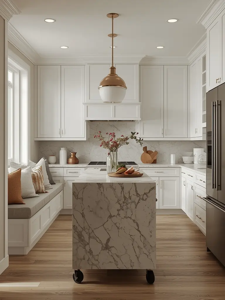 Add a Compact Island with Dual-Purpose Seating