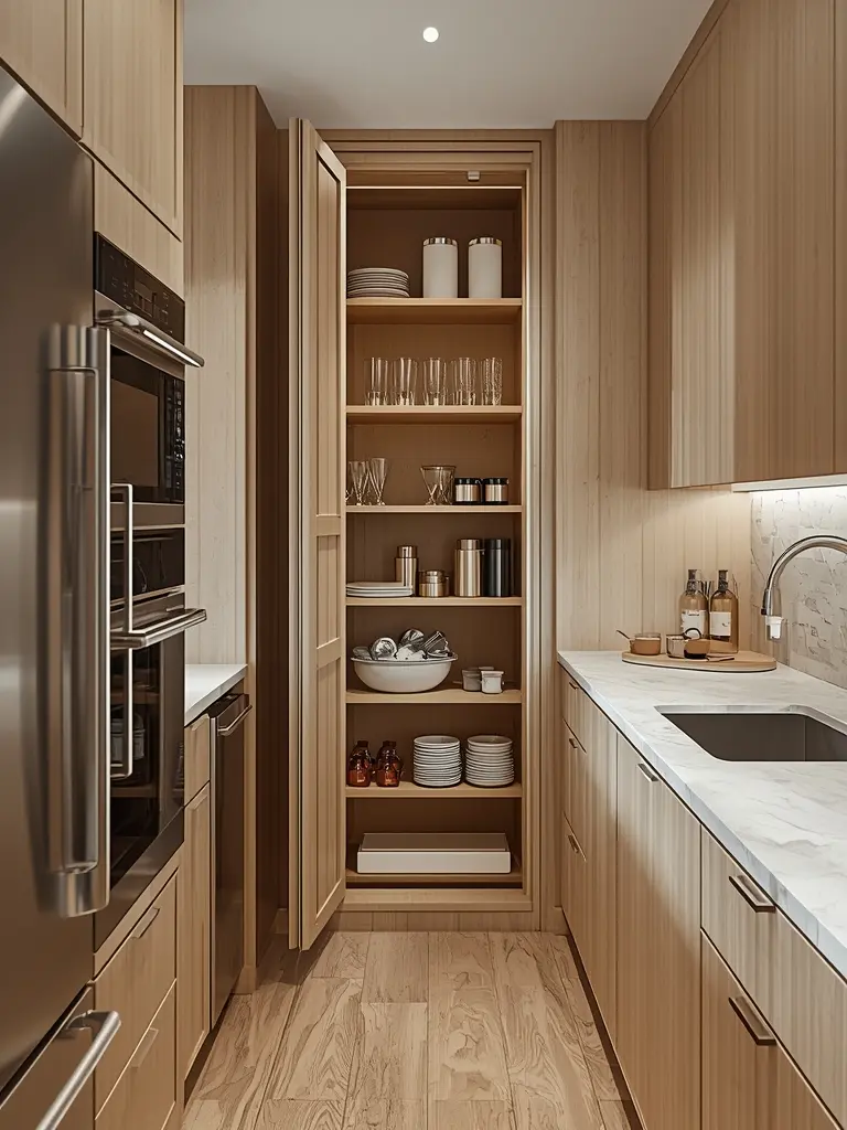 Utilize Vertical Space with Tall, Slim Pantries