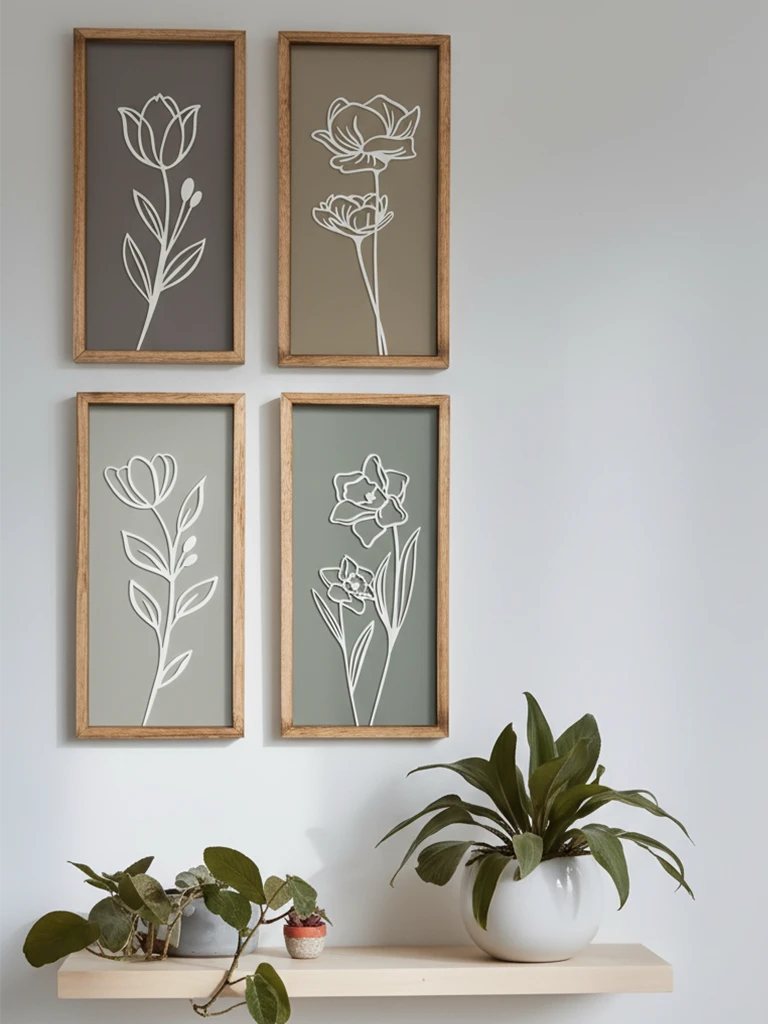3D Floral Wooden Wall Art