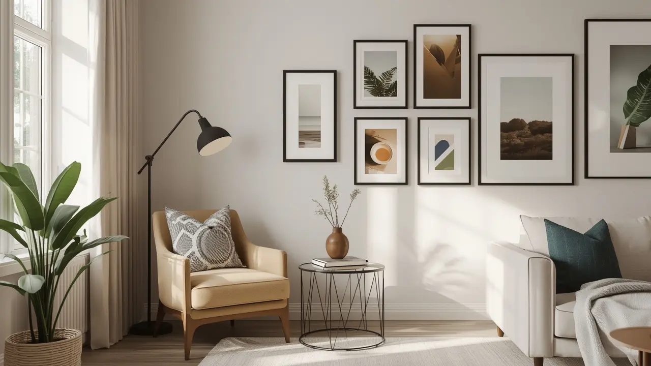 How to Make My Living Room Look Beautiful: Expert Design Secrets Living room reading nook with accent chair and gallery wall