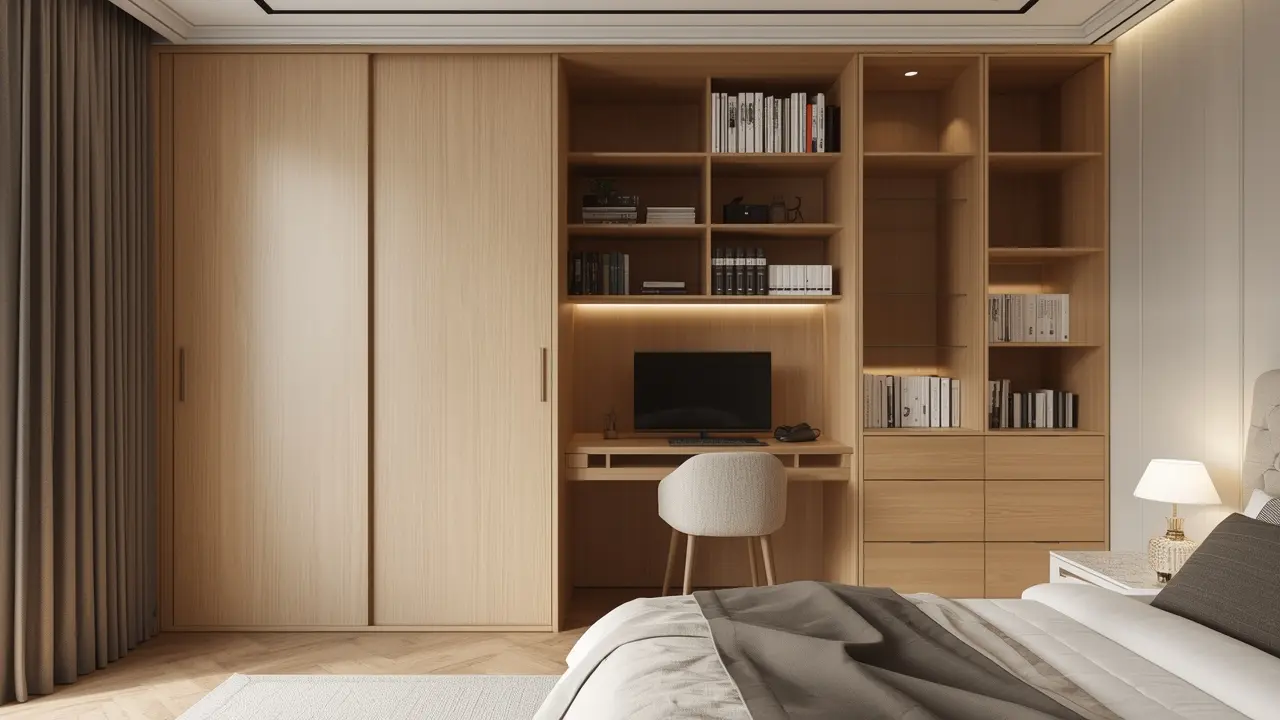 Bedroom Trends in 2026: Design Inspiration Ahead Bedroom featuring multi-functional design with hidden workspace and convertible furniture